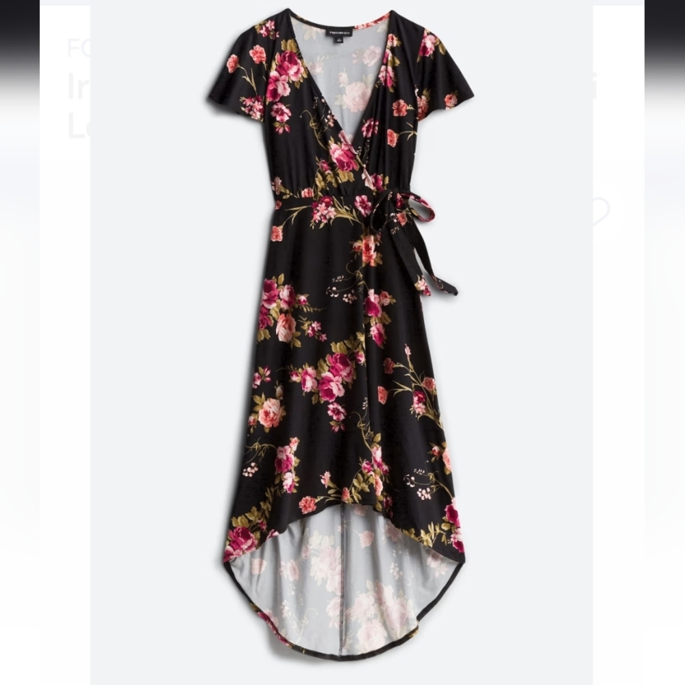 Floral Wrap Dress in Black and Pink
